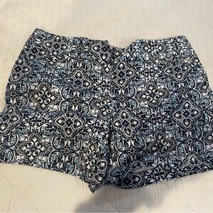 White House Black Market Blue and White High Waist Shorts